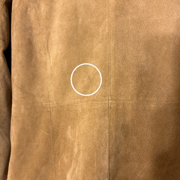 Vintage suede leather long faux fur sherpa trim beige long sleeve coat jacket - Picture 8 of 8